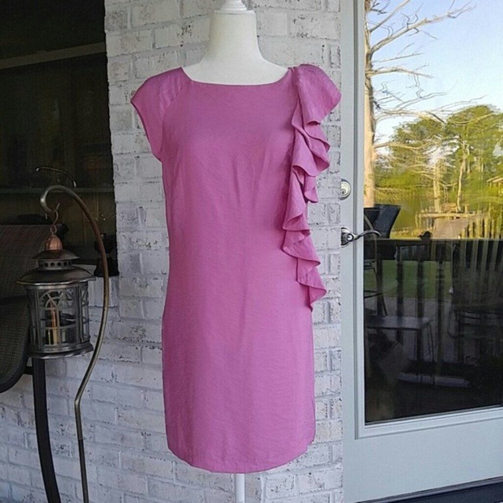 Allen B. By Allen Schwartz Ruffle Sheath Dress Women's 6 Pink
